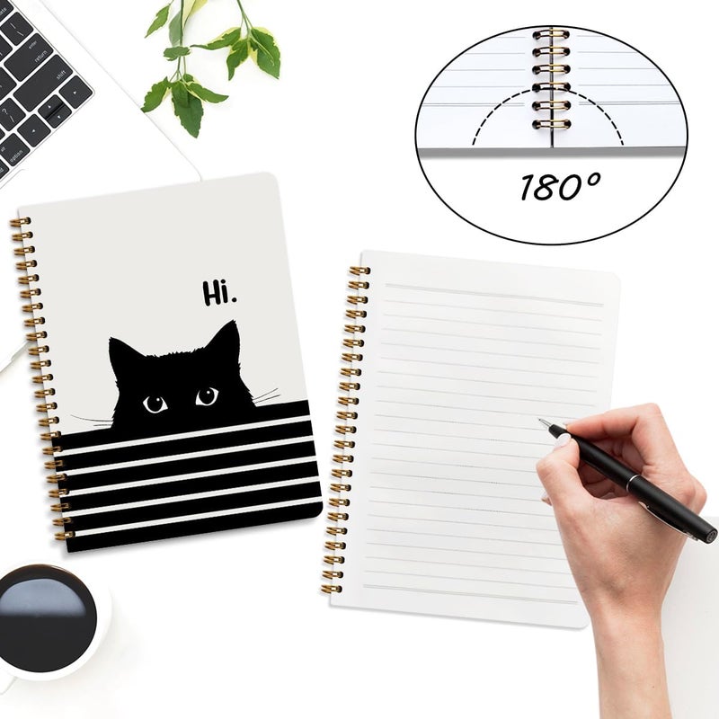 CQM 2 Pcs Cute Cat Spiral Notebook, Cute Gifts Journaling Notebooks for Work, College Ruled Notebook Journal, Peeking, Office Home College Supplies Cat Themed Gifts for Girls Teens Colleagues - Image 3